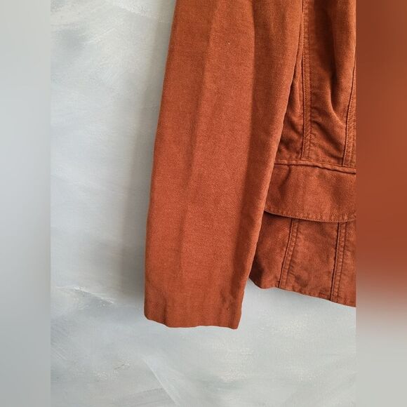 J Jill Blazer Jacket Size 16P Rust Orange Brown Button Front Pockets Cotton - Picture 5 of 10